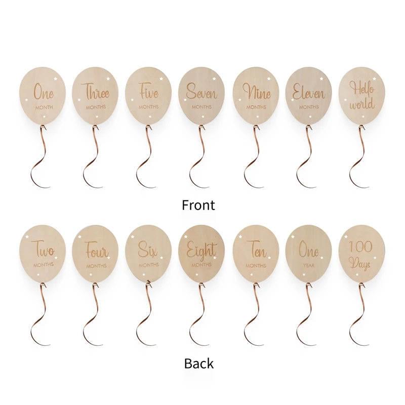 8pc/set Wooden Baby Milestone Card For Newborn Cute Cloud Shape Photography Props Accessories Month Cards Sticker Newborn Gifts