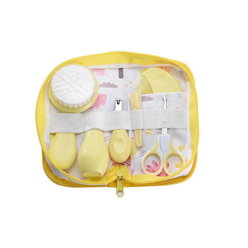 6Pcs/set Newborn Baby Care Kit Cleaning Supplies Head Comb Brush Scissors Nasal Aspirator Nail Clipper Sharpener Tool Package