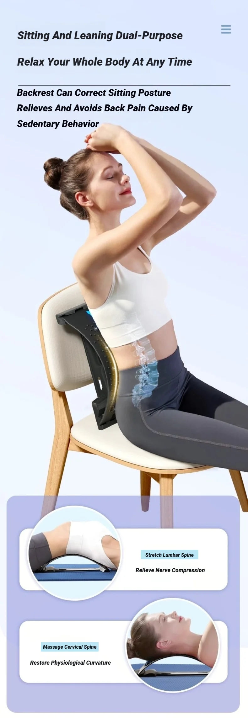 Back Massager Stretch Lumbar Support Relaxation Spine Pain Relief Vertebral Relaxer Stretches The Lower Traction Corrects Waist
