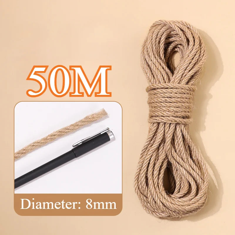 20M/50M Cat DIY Sisal Rope Cat Climbing Grinding Frame Special Cotton Rope Resistant Grinding Scratching Cat Toy Rope-4/6/8mm