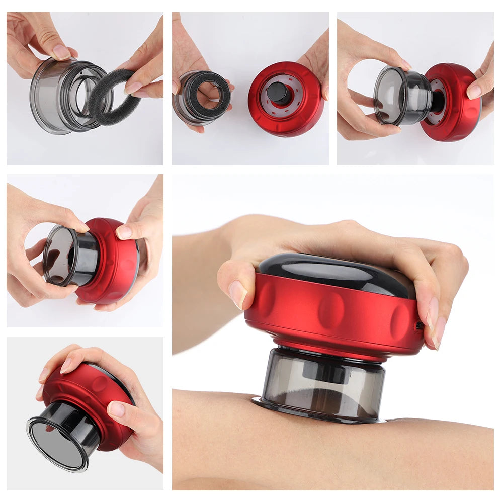 Body Scraping Massage Smart Electric Vacuum Cupping Heating Suction Cup Device Back Neck Arm Massger 6/12 Level Cupping