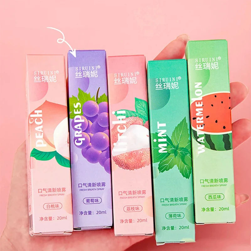 20ml Long lasting Mouth Freshener Spray Fruity Oral Spray Remove Bad Breath Portable Breath Fresh Refreshing Oral Care Wholesale