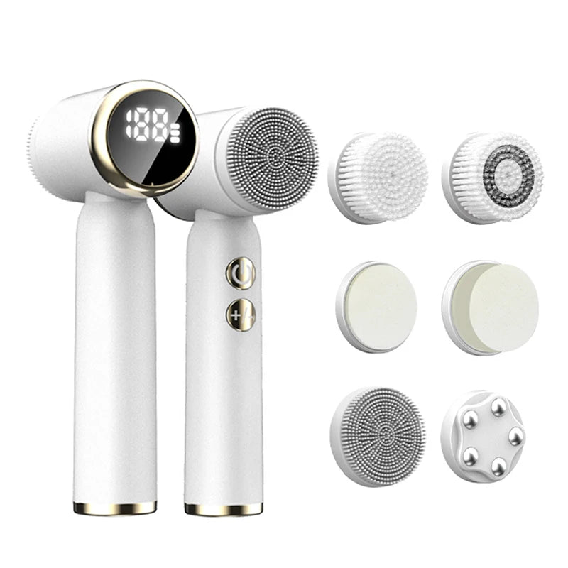 Six-In-One Cleansing Brush Face Wash Brush Clean Pores Exfoliating Silicone Facial Deep Pore Skin Care Scrub Cleanser Tool