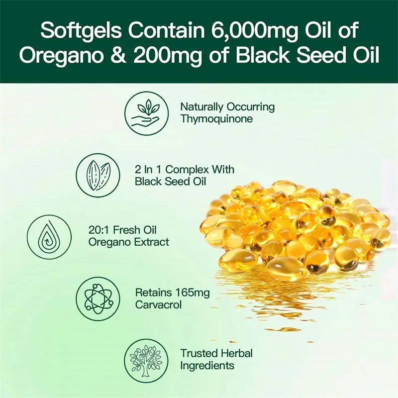 Oregano Oil Softgels - Balance Intestinal Flora, Promotes Digestion, Supports Gut, Digestive & Immune Health