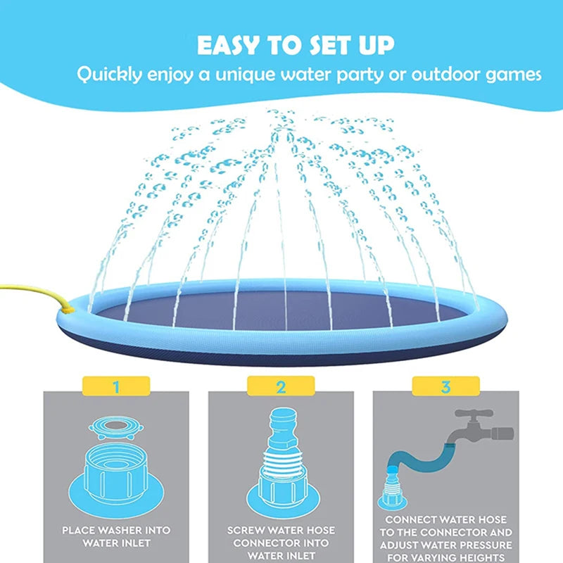 Dog Water Play Mat Splash Pad PVC Interactive Pet Toy for Outdoor Summer Cooling Fun Reusable Crawling Mat