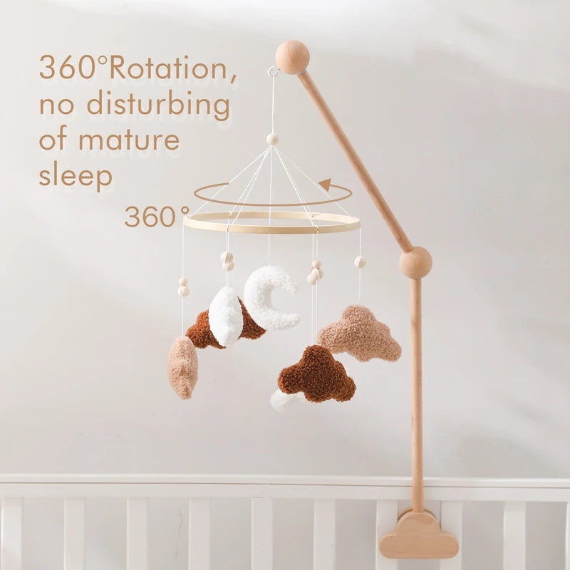 Baby Bed Bell Rattle Toy Lambhair Mobile Hanging Toy 0-12 Months Newborn Crib Mobile Cartoon Cloud Pendant Toy Carousel For Cots