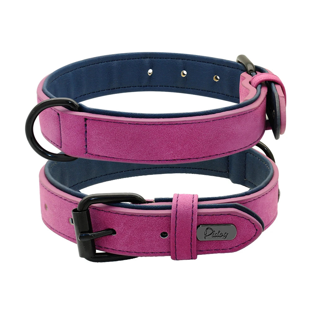 PU Leather Dog Collar Soft Padded Dog Collars Necklace Adjustable Pet Necklace For Small Medium Large Dogs Pitbull Labrador Pug