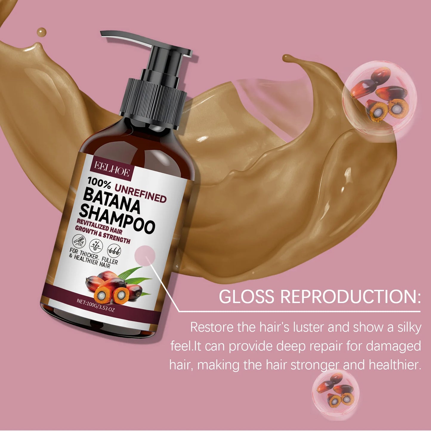 Organic Batana Oils Shampoo Treatment Damaged Split Hair Reduce Hair Loss Deep Cleansing Nourish Hair Care Growth Shampoo 100g