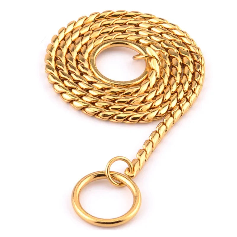 Copper Snake P Chain Dog Collar Small Puppy Large Dog Collar Necklace Choker Pet Training Supplies Slip Collar Gold Sliver Black