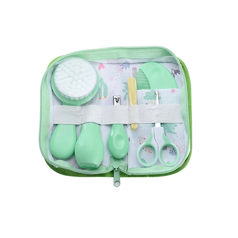 6Pcs/set Newborn Baby Care Kit Cleaning Supplies Head Comb Brush Scissors Nasal Aspirator Nail Clipper Sharpener Tool Package