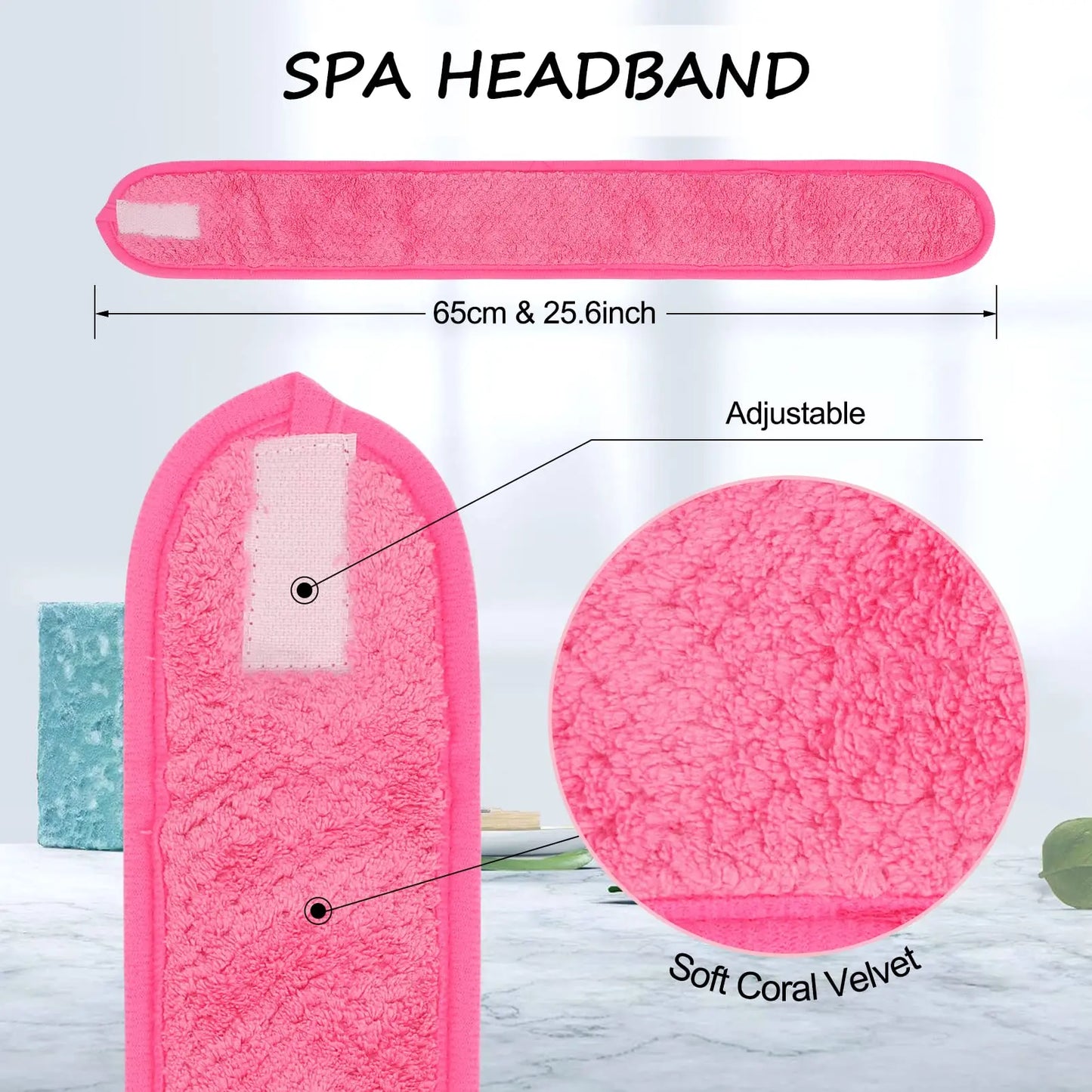 1Pcs Spa Facial Headbands for Women Makeup Yoga Sports Shower Washing Face Soft Comfortable Hair Bands With Magic Tap Adjustable