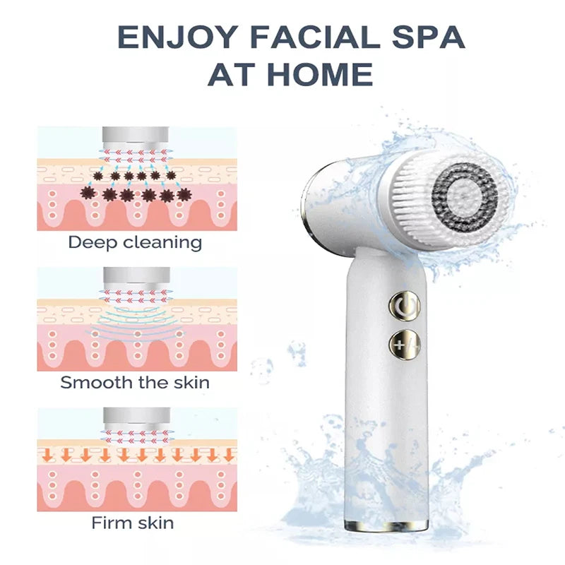 Six-In-One Cleansing Brush Face Wash Brush Clean Pores Exfoliating Silicone Facial Deep Pore Skin Care Scrub Cleanser Tool