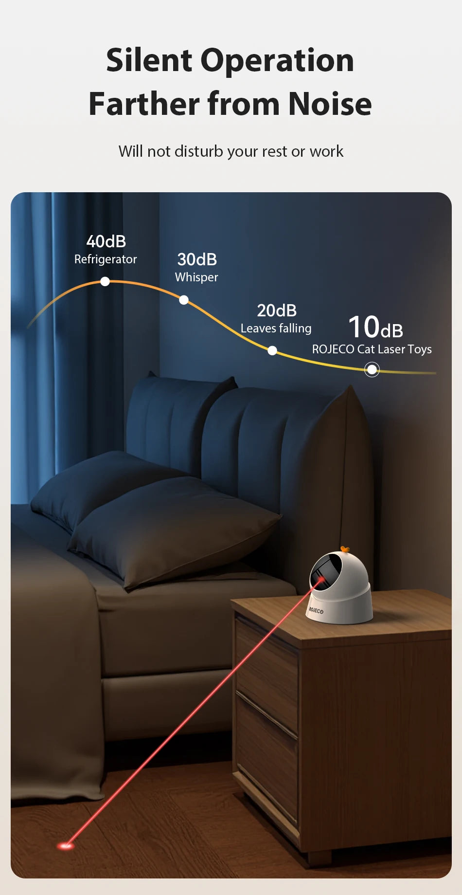 ROJECO Automatic Cat Laser Toy Interactive Adjustable Mode Electric Cat Toy For Kitty Dog Indoor Smart Teasing Laser Cat Toys