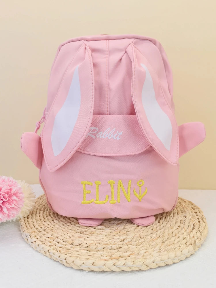 Personalized Custom name Embroidered Newborn letter Nursery Baby Rabbit Backpack School Children bag Gifts Bunny