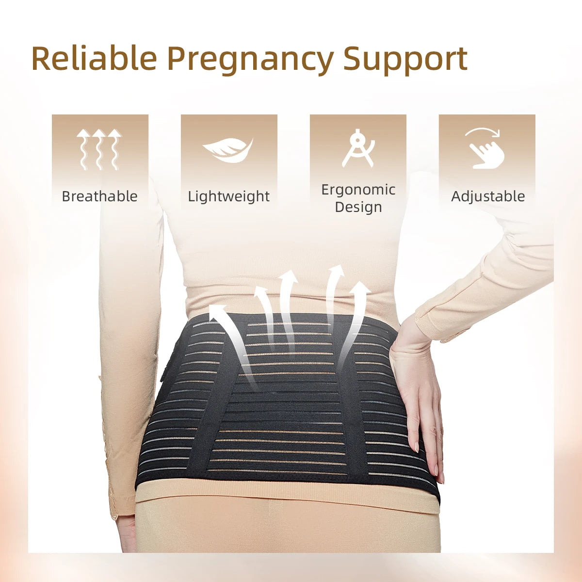 Breathable Adjustable Maternity Support Belt for Mid-to-Late Pregnancy, Stabilizing Belly Wrap for Back Support