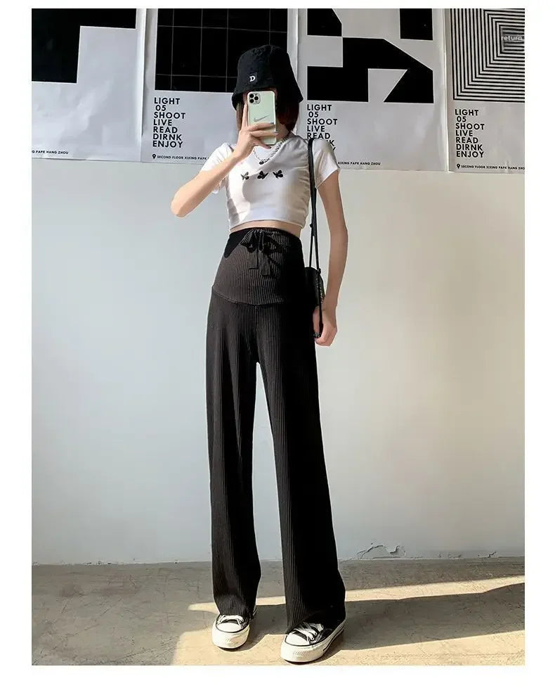 Maternity Bell Bottom Pants Summer Thin Style Casual Loose Fit Straight Leg Pregnancy Clothes For Expecting Mothers
