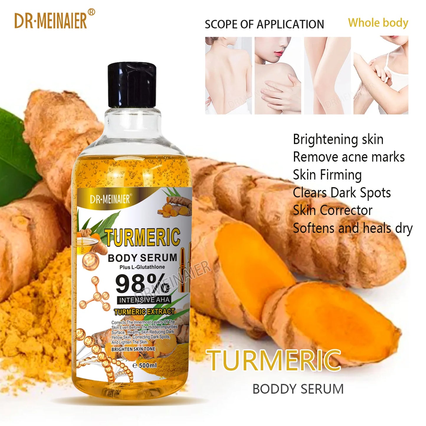 500ML Vitamin C AHA HYALURONIC& NICOTINAMIDE Face Serum Moisturizing Lightening Body Cream Honey&Almonds