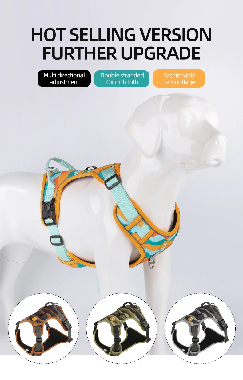 Adjustable Harness Dog Reflective Safety Training Walking Chest Vest Leads Collar For French Bulldog Pets Dogs Accessories