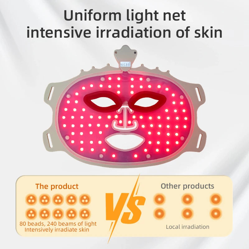 UBilli 7 Colors Silicone Led Facial Mask Light Therapy Mask Full Face 240 Lamp Beads Wirelessly Red Light Therapy Photon Mask