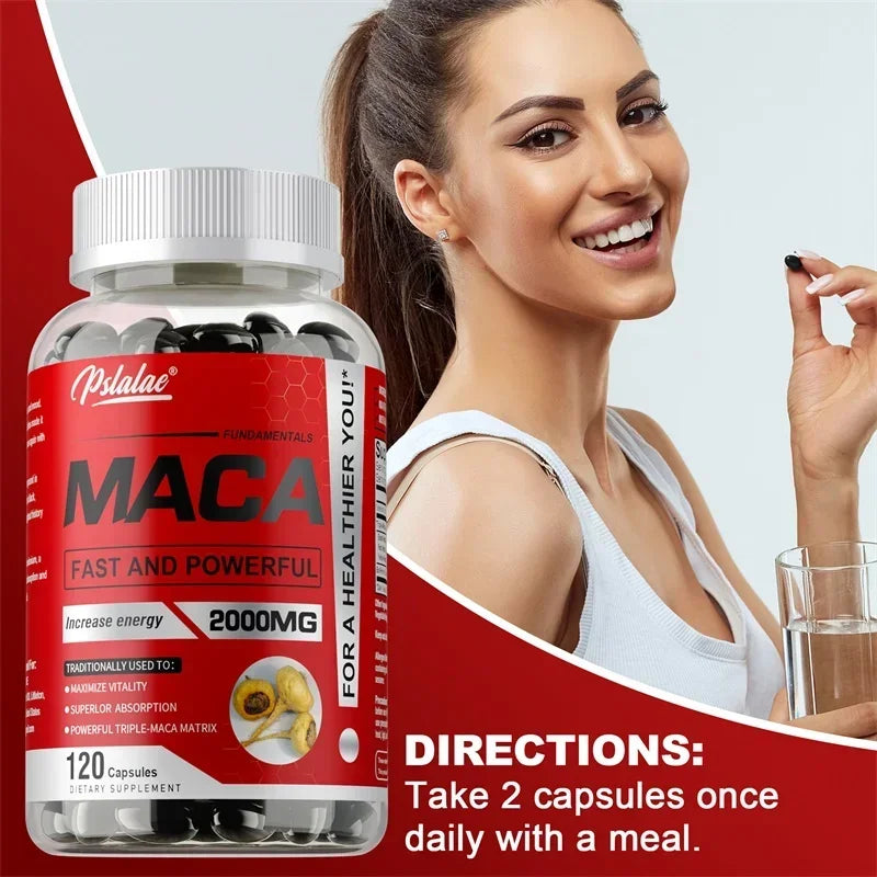 Maca Root Capsules - Improves Vitality and Performance, Enhance Energy, Builds Muscle and Strength