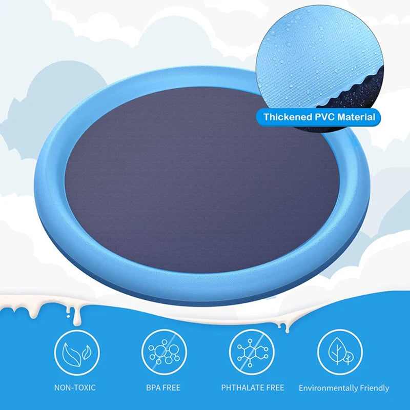 Dog Water Play Mat Splash Pad PVC Interactive Pet Toy for Outdoor Summer Cooling Fun Reusable Crawling Mat