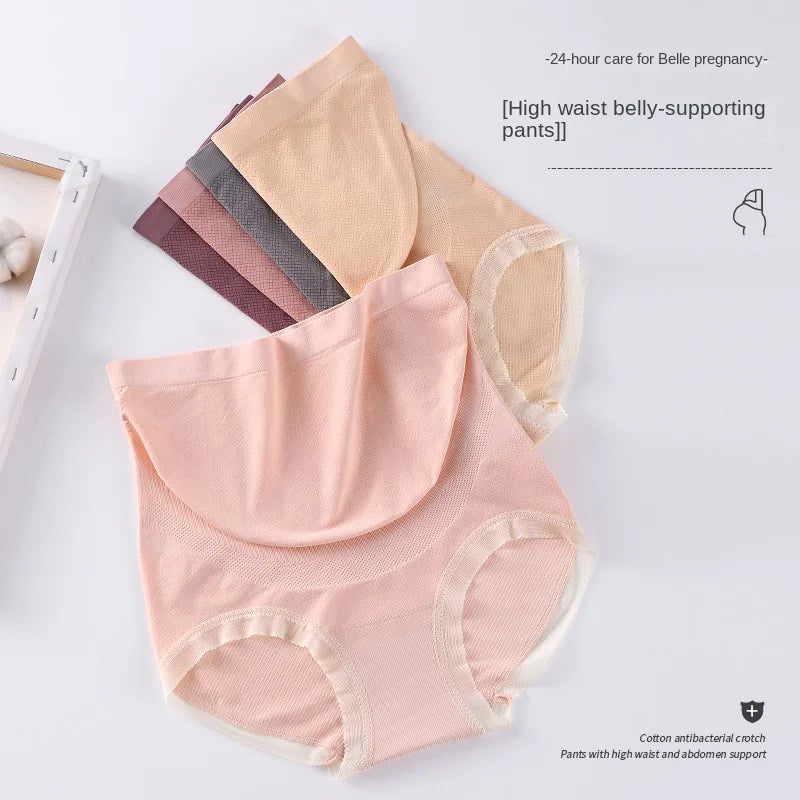 3PCS Maternity Panties High Waist Pregnant Panties Adjustable Belly Support Briefs for Pregnant Women Lace Solid Cozy Intimates