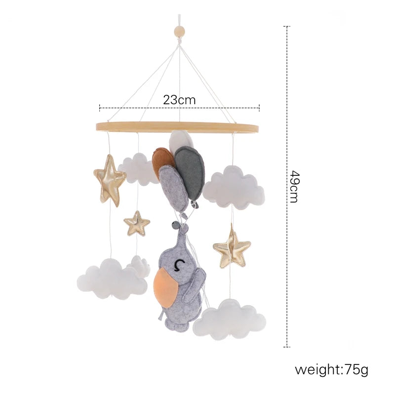 Baby Bed Bell Rattle Toy Lambhair Mobile Hanging Toy 0-12 Months Newborn Crib Mobile Cartoon Cloud Pendant Toy Carousel For Cots