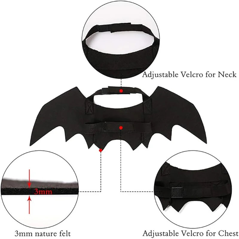 Dog Cat Bat Wings for Halloween Party Decoration, Pet Collar Leads Cosplay Bat Costume,Cute Puppy Cat Dress Up Accessories