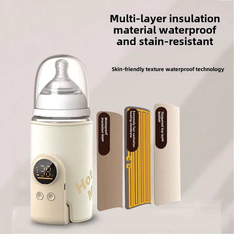 USB Multifunctional High-capacity Baby Feeding Bottle Smart Temperature Control Warmer Screen Newborn Baby Bottle Warmer Sleeve