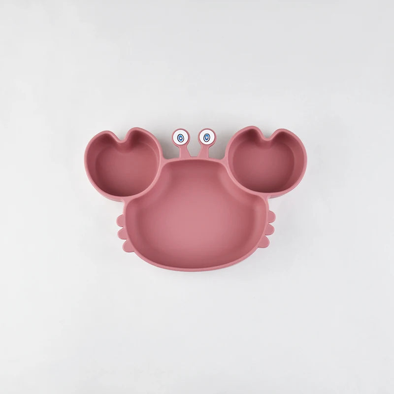 Food Grade Silicone Meal Plate Cartoon Toddler Plates Independent Feeding Training Anti-Drop Complementary Food Bowl Baby Stuff