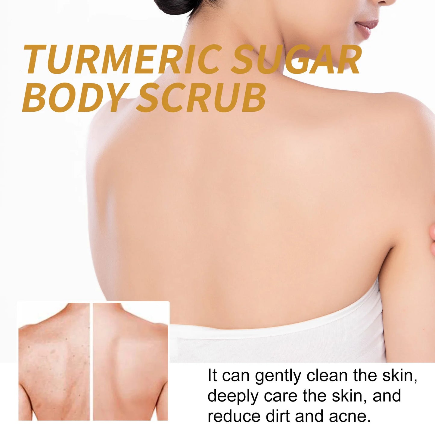 Turmeric Body Scrub for Women Men Lightening Exfoliate Remove Dead Skin Pore Cleansing Dark Inner Moisturising Smooth Skin Care