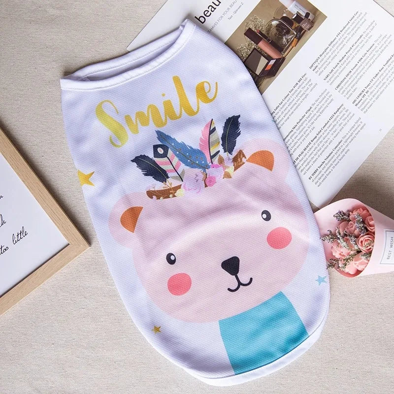 1 PC Lightweight Summer Vest for Pets Chihauhua XS-XXL Big Dogs Clothing Ice Felt Overall Cartoon No Fading Pet Cat Overalls