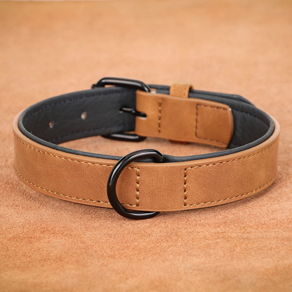 PU Leather Dog Collar Soft Padded Dog Collars Necklace Adjustable Pet Necklace For Small Medium Large Dogs Pitbull Labrador Pug