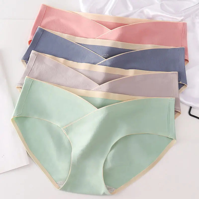5PCS Cotton Maternity Panties High Waist Pregnant Panties Adjustable Belly Support Briefs for Pregnant Women Solid Color Panties