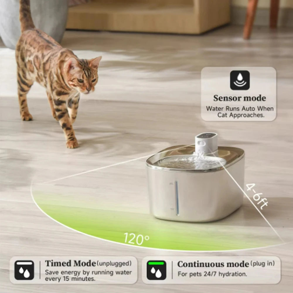 4L Wireless Cat Water Fountain 4000mAh Battery Operated,Ultra Quiet Pet Water Fountain with Motion Sensor for Cats Dogs Drinking