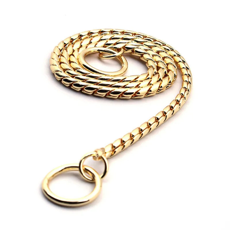Copper Snake P Chain Dog Collar Small Puppy Large Dog Collar Necklace Choker Pet Training Supplies Slip Collar Gold Sliver Black
