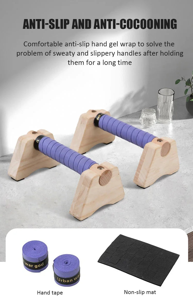 Wooden Push-up Stand Non-SlipPush Up Bar Handles Fitness Pushup Board Calisthenics Parallettes Bar Exercise Equipment for Home