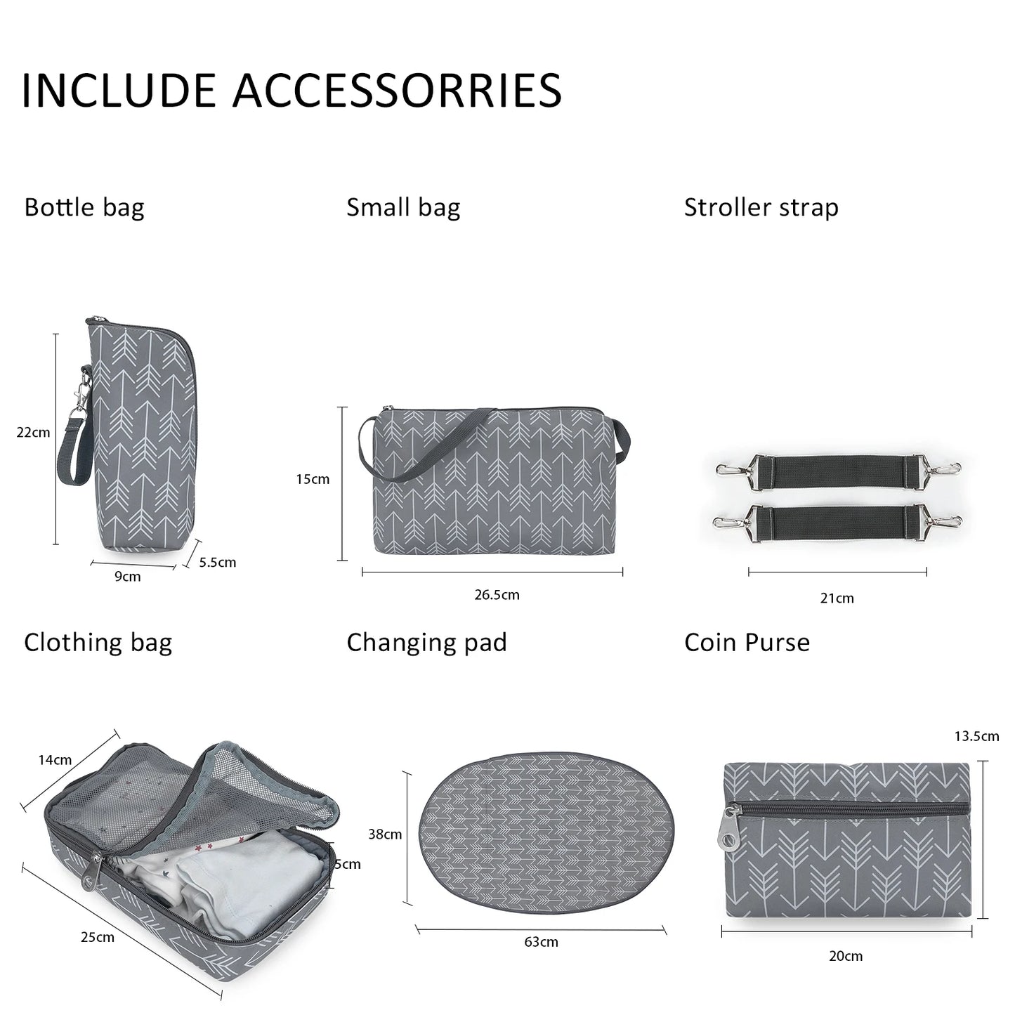 7pcs Nappy Changing Bag Set,Multifunction Mummy Tote Bag Baby Changing Bag Shoulder Handbag Travel Diaper Bag