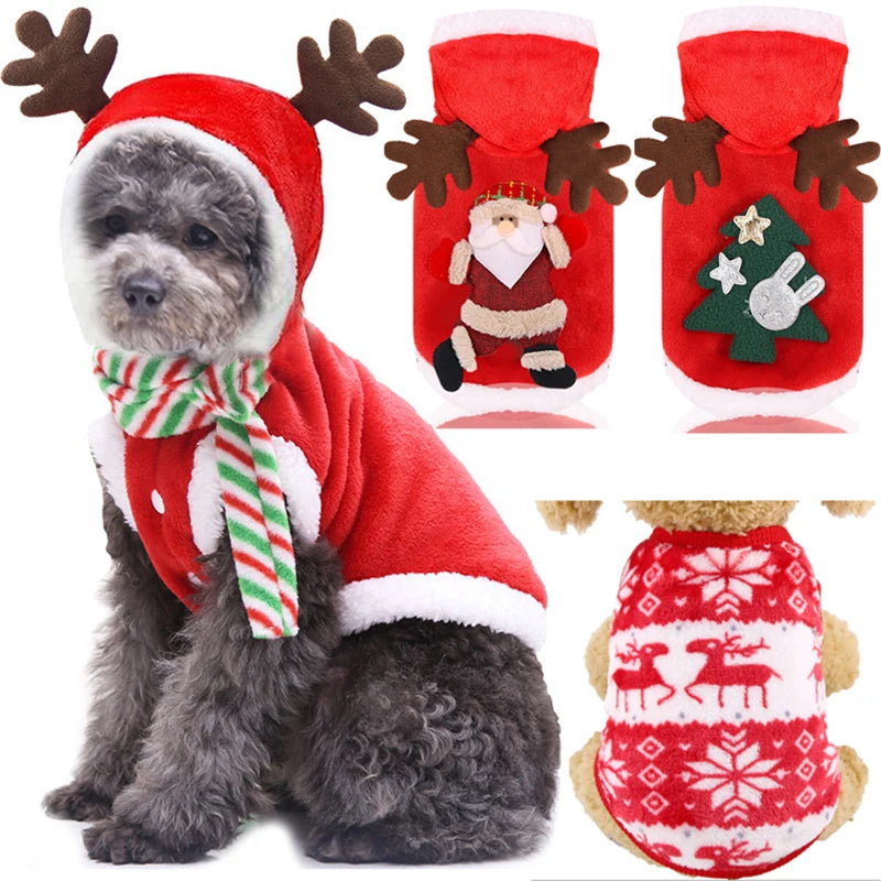 Christmas Dog Clothes for Small Medium Dogs Pet Costume Chihuahua Pets Hoodies Warm New Year Dog Clothing Yorkshire