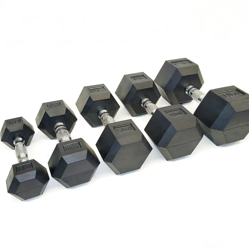 High-Quality Rubber Hexagonal Dumbbells Set 10lbs for Home Gym Weight Training Exercise Equipment 5KG