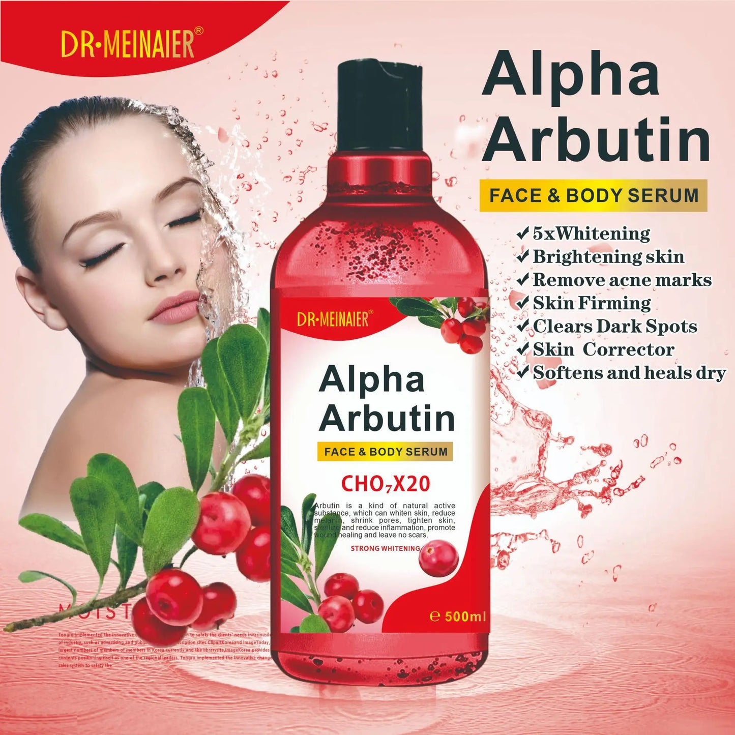 500ML Vitamin C AHA HYALURONIC& NICOTINAMIDE Face Serum Moisturizing Lightening Body Cream Honey&Almonds