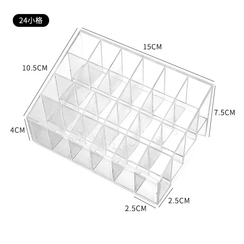 9/24 Grids Clear Acrylic Lipstick Box Makeup Organizer Storage Box Make Up Brush Organizer Display Holder Cosmetic Organizer Box