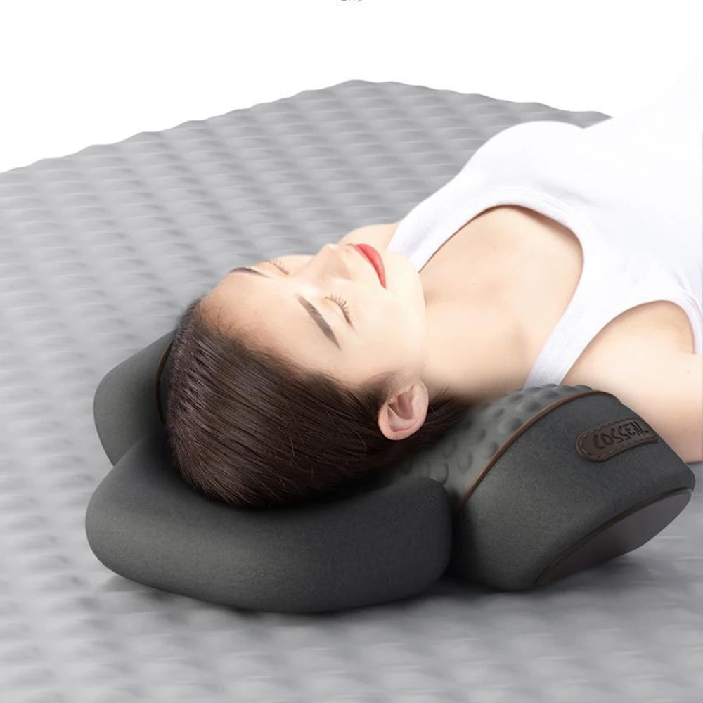 Electric Neck Massager Pillow Vibration Heating Massage Neck Traction Stretcher Support Cervical Spine Pain Relief Sleep Relax