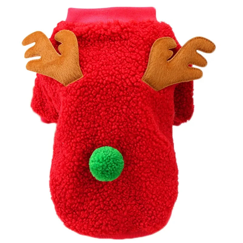 Christmas Dog Halloween Costumes Clothes Hoodies Cold Weather Winter Coat Reindeer Design Sweater for Small Dogs Cats