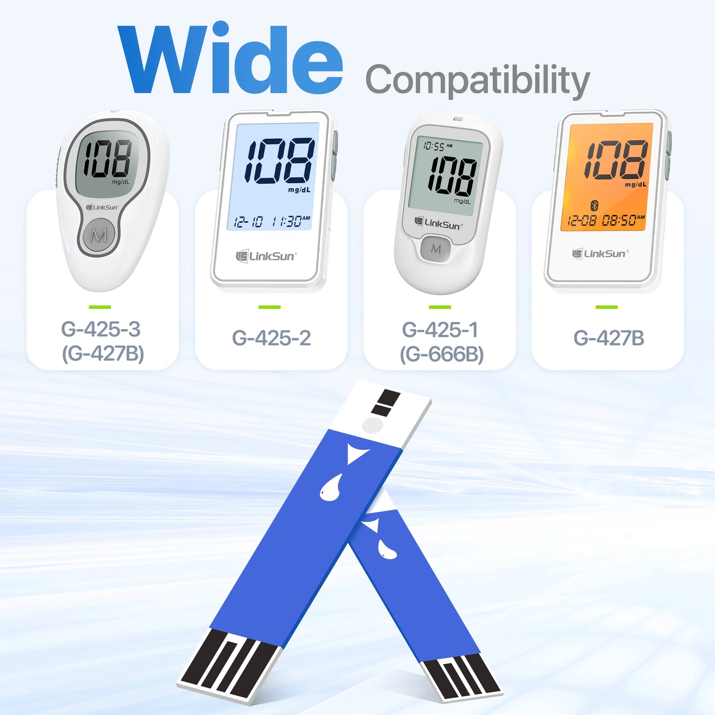 50Pcs Blood Glucose Test Strips/Lancets For G-425-3/G-425-2/G-425-1/G-427B Glucosemeter Blood Sugar Testing Papers Blood Collect