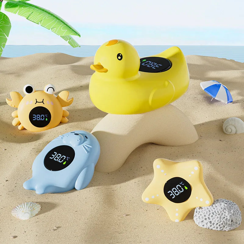 Baby Safe Bath Thermometer - Cute Floating Duck with LED Temp Display & Waterproof Alarm for Toddlers Bebe Banho