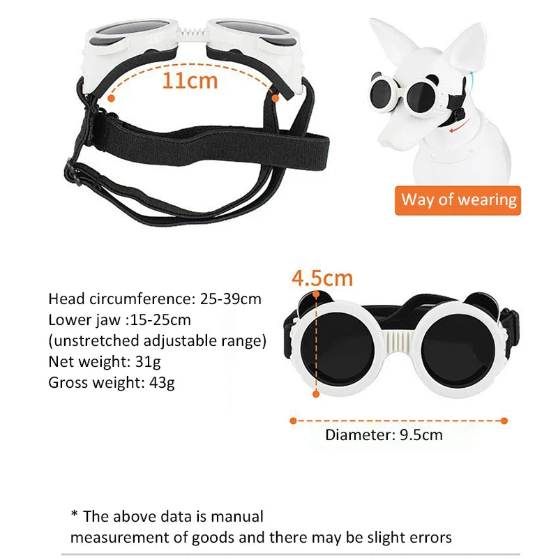 Dog Sunglasses Dog Goggles UV Protection Anti Wind/Dust Pet Eye Wear Protection with Adjustable Strap for Small or medium Dogs