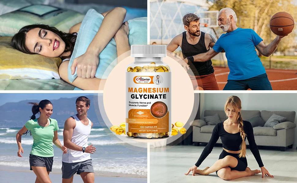 Magnesium Glycinate with Vitamin B6,D3, High Bioavailability Magnesium for Sleep & Calm Support, Nervous, Muscle & Bone Health