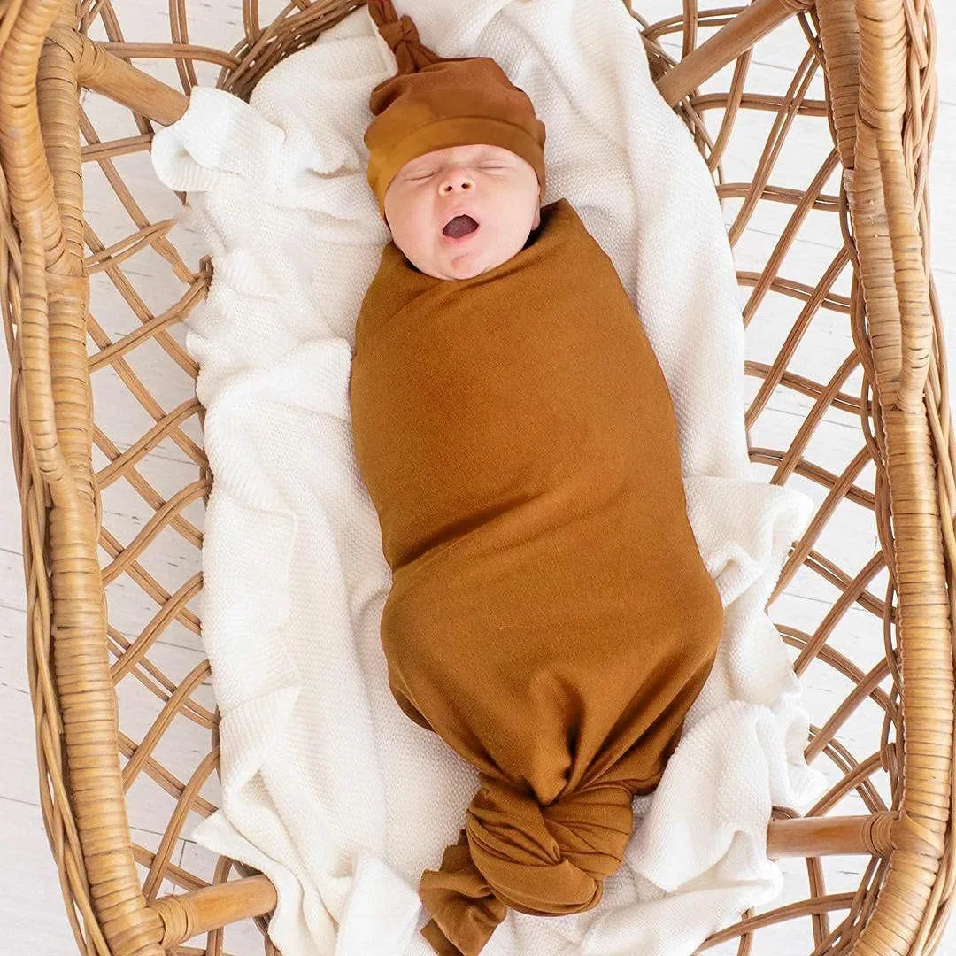 Swaddling Blanket and Hat Set for Newborns Suitable for Covering and Wrapping Baby Blankets for Both Boys and Girls