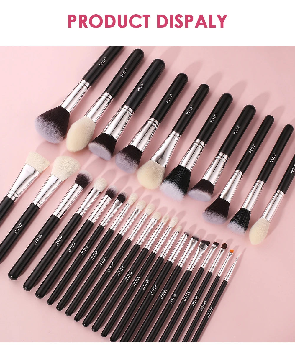 BEILI Black Makeup brushes set Professional Natural goat hair brushes Foundation Powder Contour Eyeshadow make up brushes